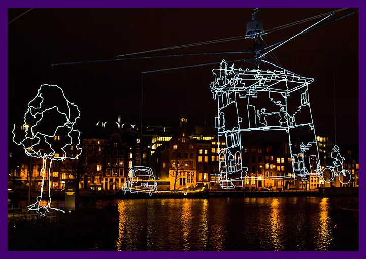 Светодиодные фигуры на фестивале света в Амстердаме