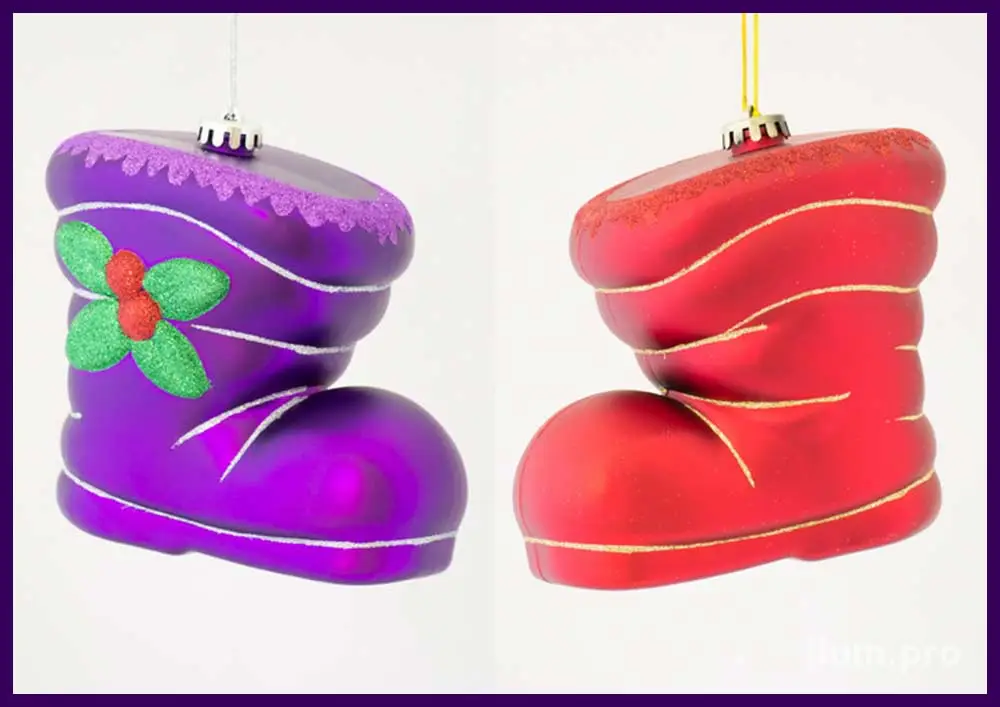 Цветные сапожки для украшения ёлки на Новый год