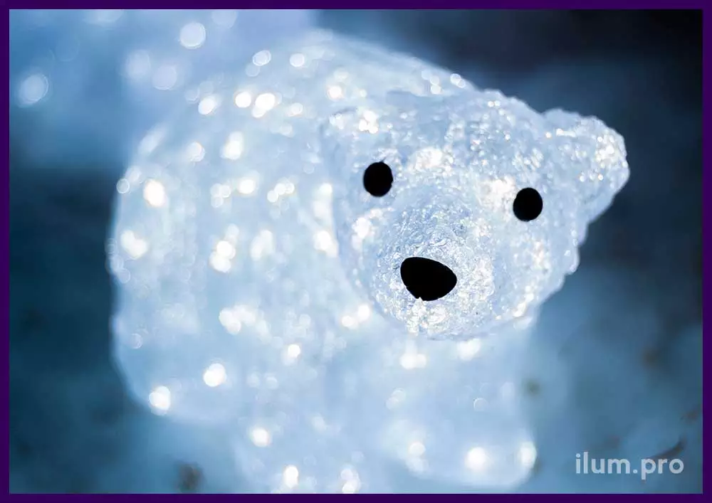 Светящийся акриловый медведь для сада с встроенной подсветкой белыми диодами