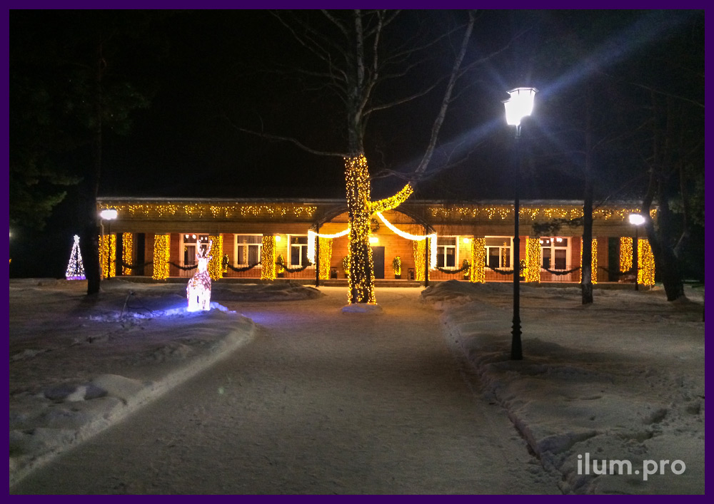 Светодиодное украшение ресторана и территории к Новому году, новогодние фигуры с подсветкой