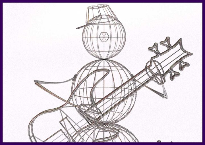 Снеговик с гитарой на новый год, проект новогодней фигуры