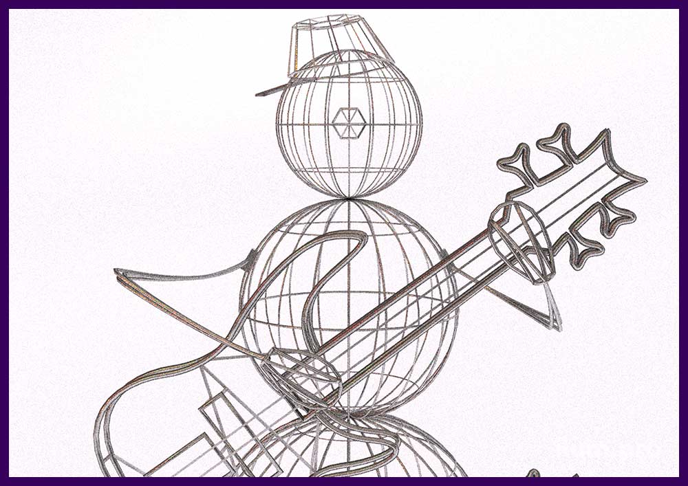 Снеговик с гитарой на новый год, проект новогодней фигуры