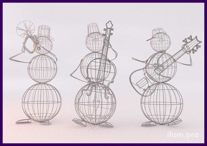 Проект фигур снеговиков с музыкальными инструментами