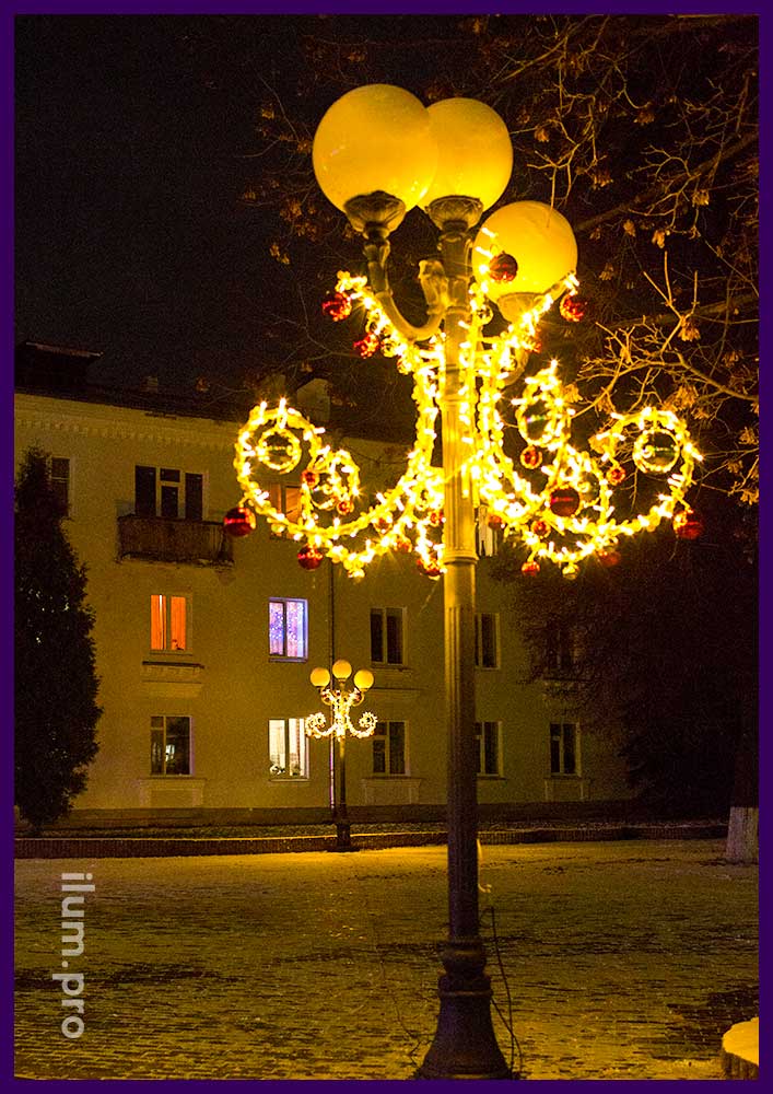 Круговая светодиодная консоль в форме люстры с гирляндами для украшения города на новогодние праздники