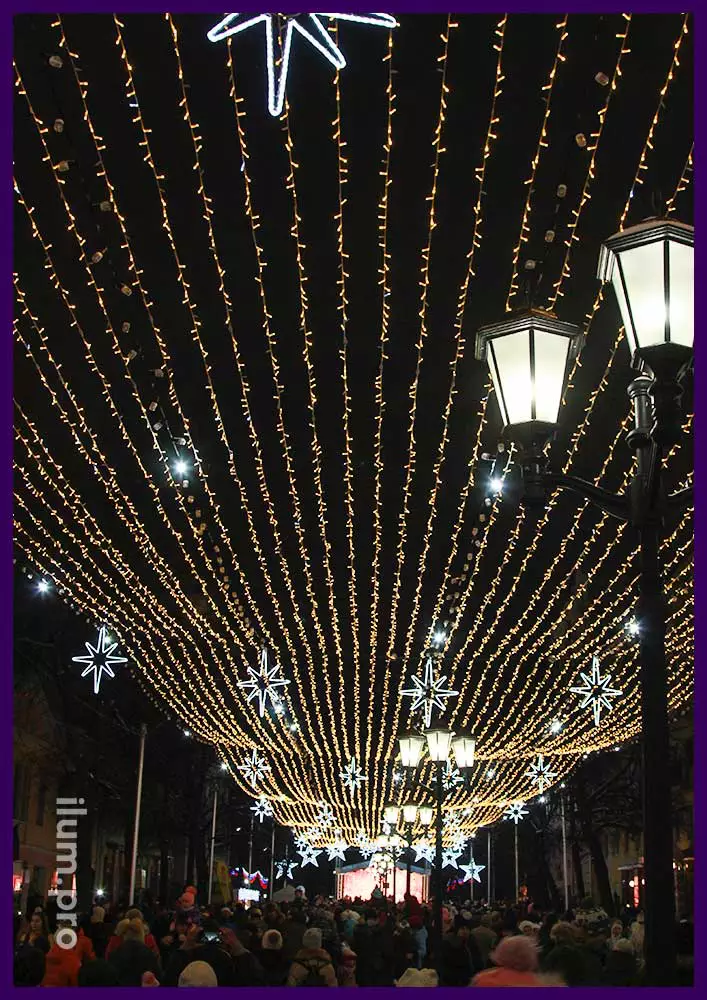 Светодиодная иллюминация, гирлянды, звёзды и строб-лампы в Рязани на Новый год