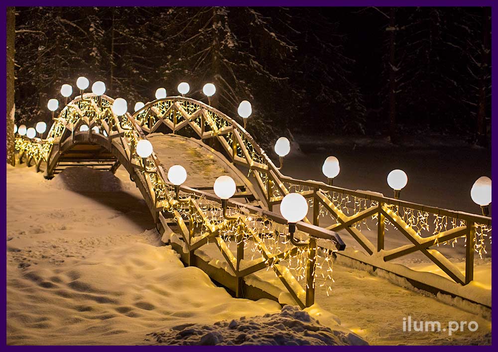 Новогодние гирлянды для украшения моста, тёпло-белая бахрома