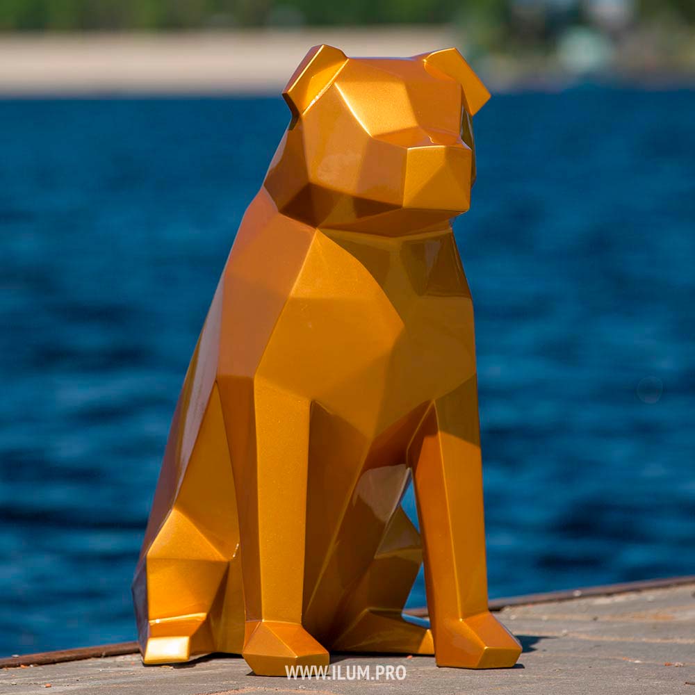 Полигональная фигура собаки из металла