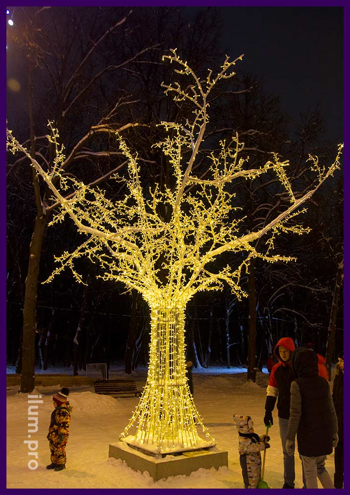 Уличная фотозона светящееся дерево от производителя иллюминации в России