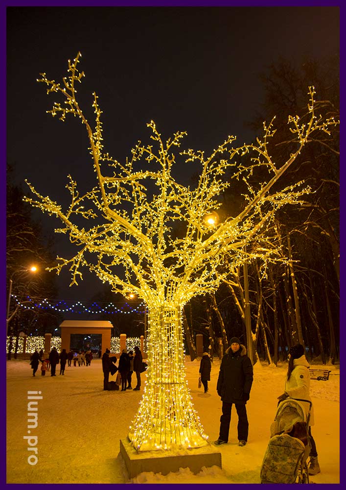 Объёмное световое дерево для Лесопарка, иллюминация с защитой от осадков