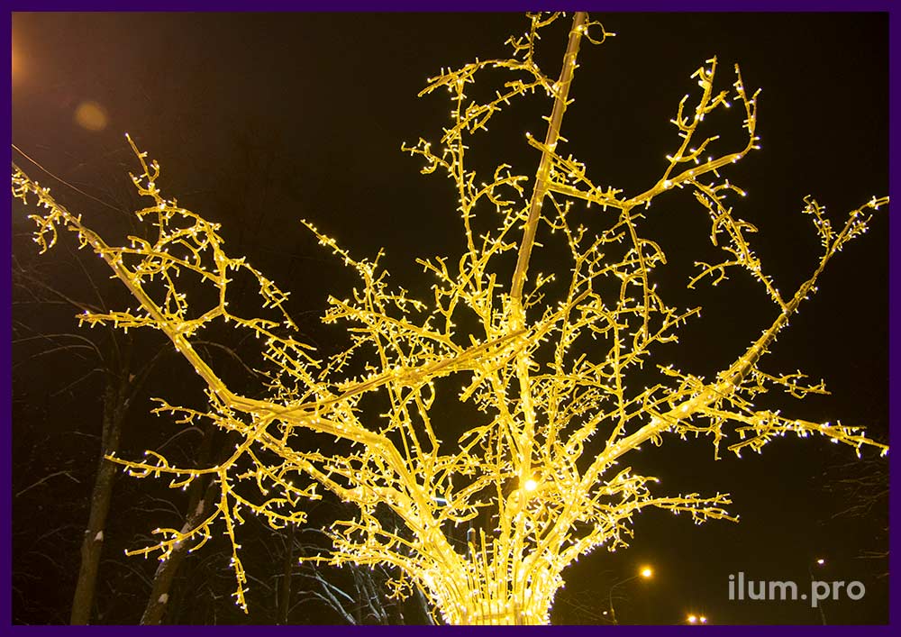 Новогоднее светящееся дерево для парка - благоустройство ландшафта и дорожек