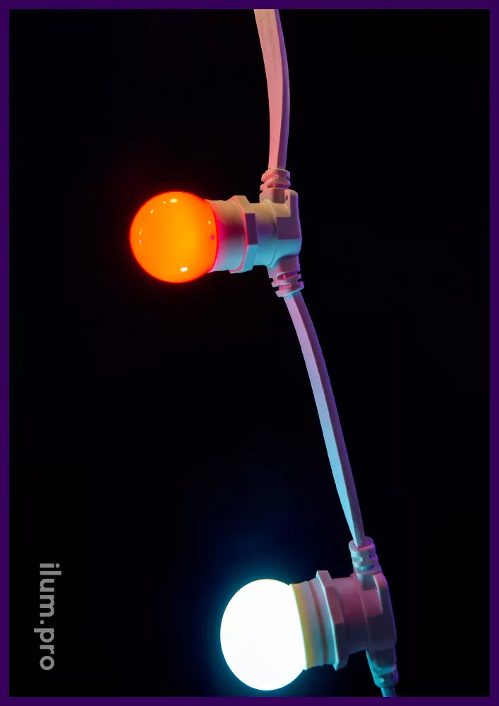 Лампочка для гирлянды Белт-лайт разноцветная, гирлянда диаметром 4,5 см для улицы и интерьера кафе и ресторанов