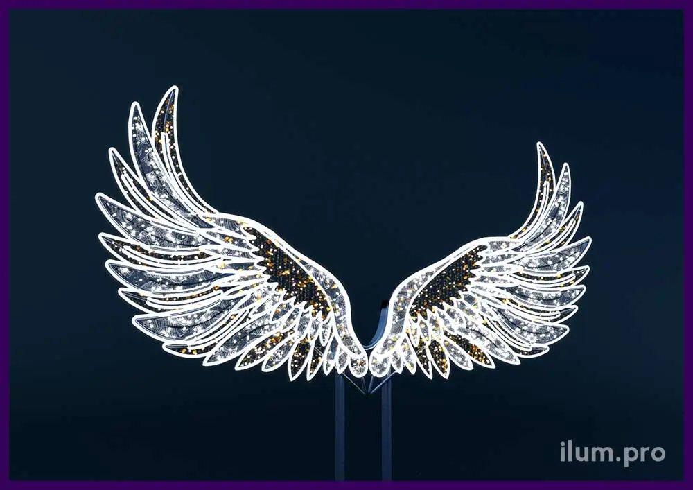 Фотозона "Крылья" с подсветкой гирляндами