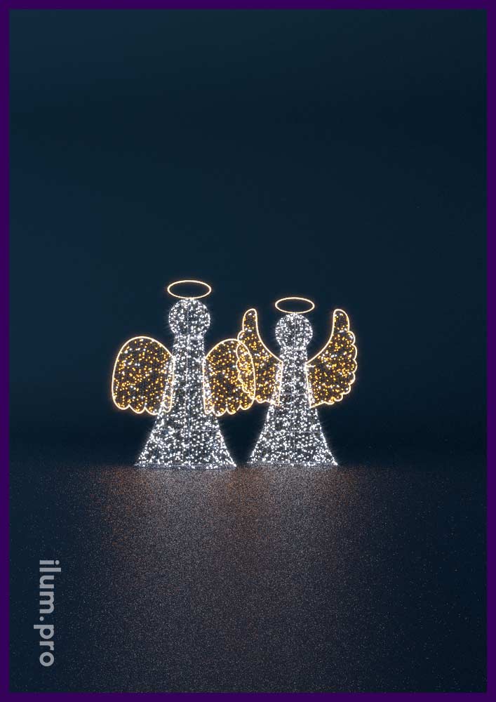 Светодиодные ангелы с гирляндами - новогодние декорации