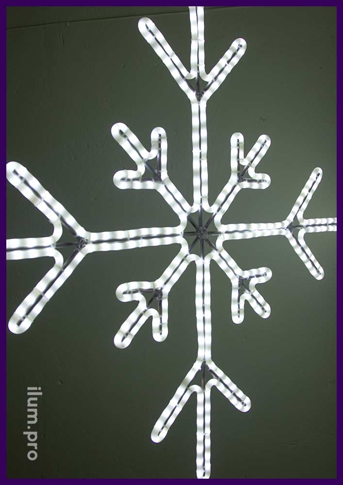 Снежинки светодиодные из дюралайта на металлическом каркасе