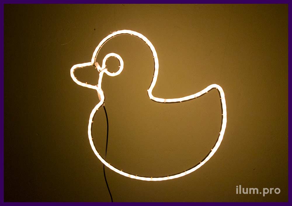 Утка светящаяся - контурная фигура для украшения на Новый год