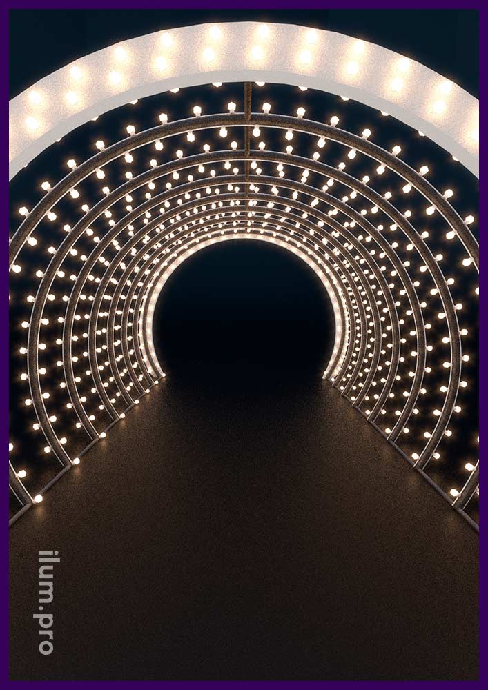 Световой тоннель из белтлайта с динамикой и без