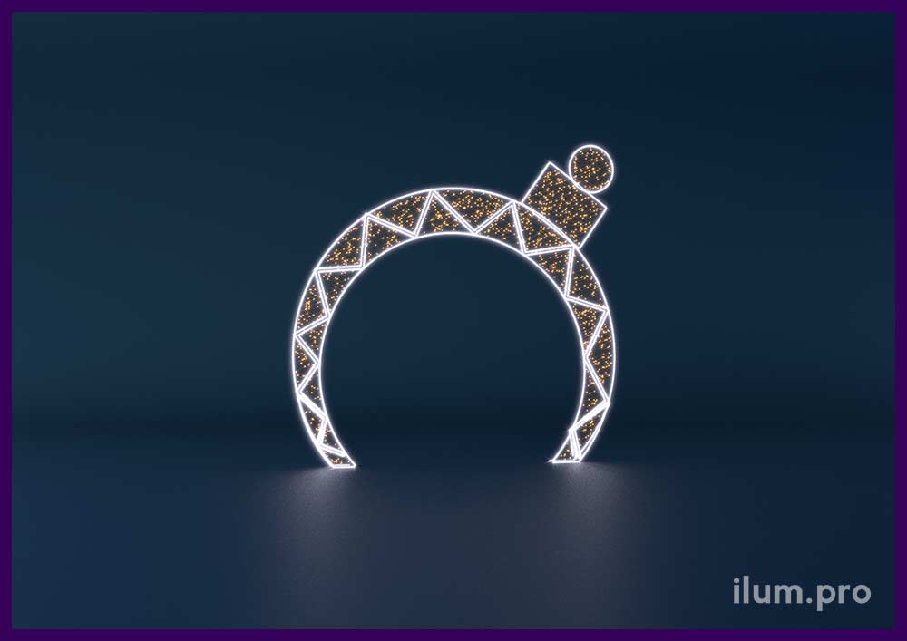 Световая арка новогодняя для города в форме ёлочной игрушки