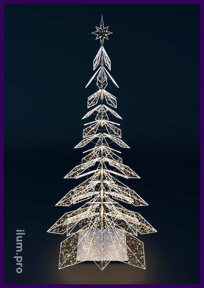 Дерево светодиодное из металла с подсветкой гирляндами и дюралайтом
