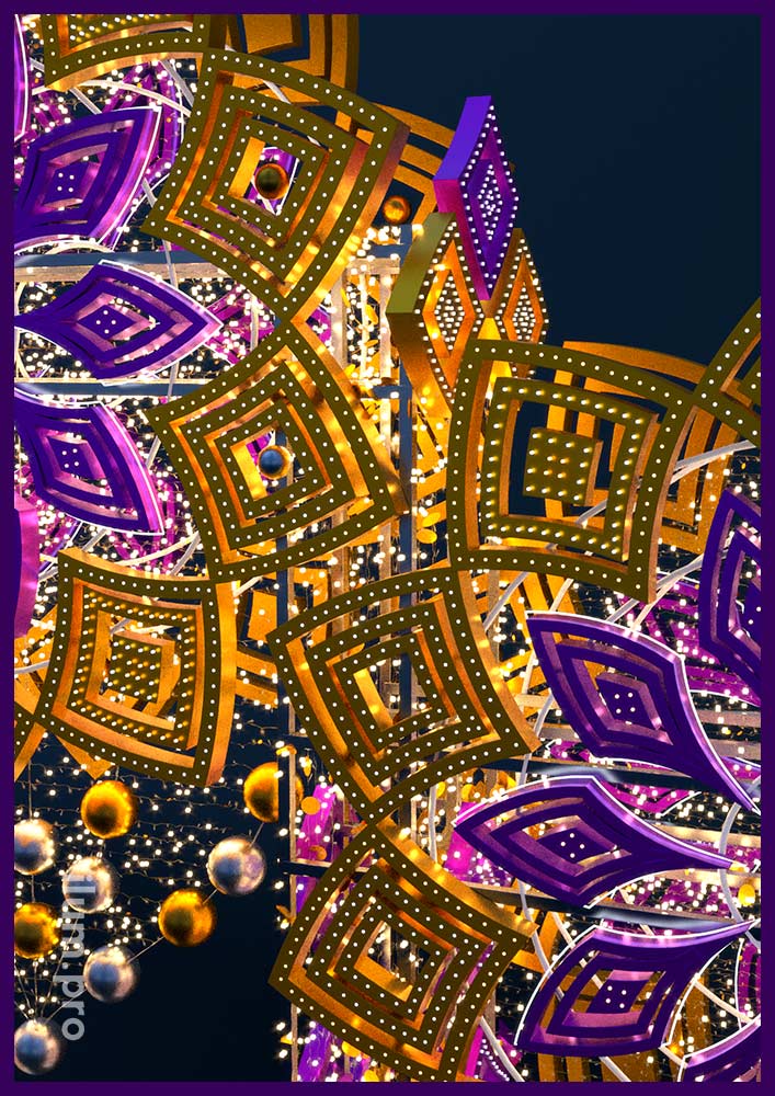 Световые элементы декоративных арок с пикселями и гирляндами