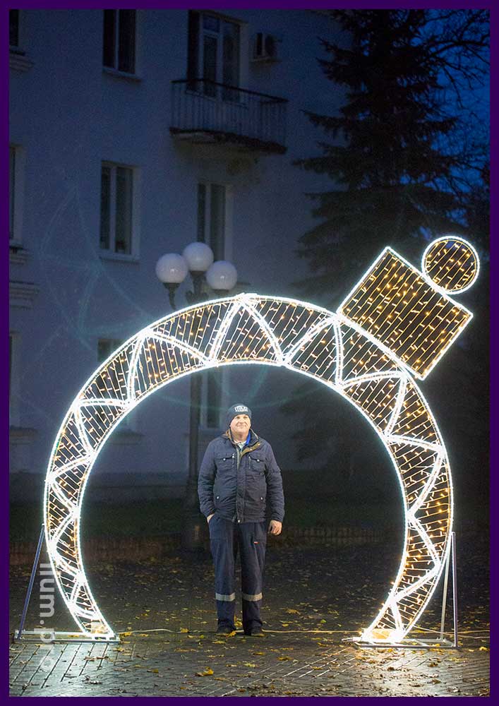 Фотозона новогодняя в форме арки с гирляндами