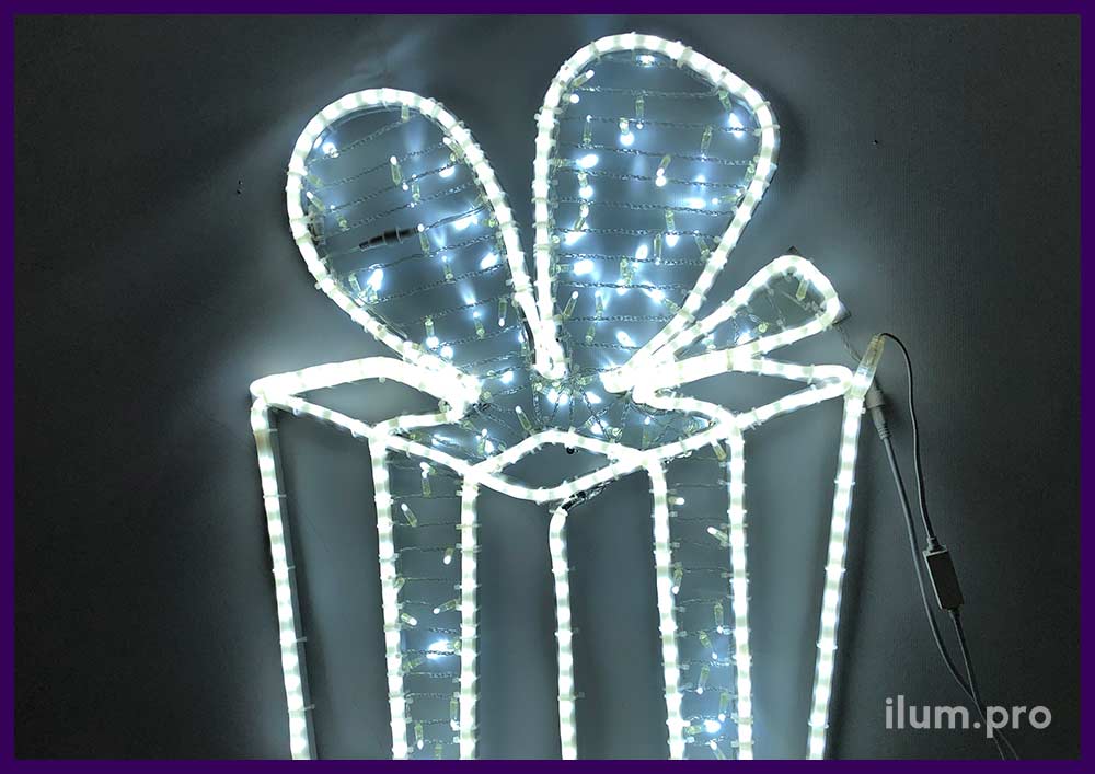 Консоль светодиодная плоская с гирляндами в форме подарка