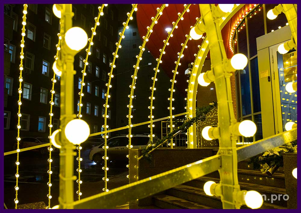 Лампочки светодиодные белтлайт на тоннеле жёлтого цвета на Новый год