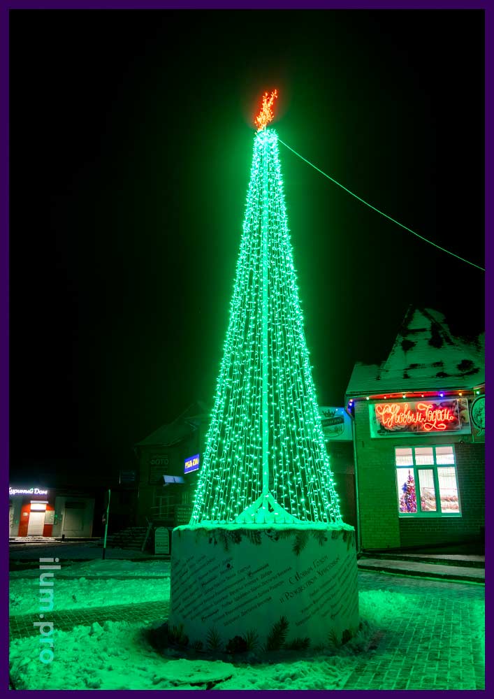 Новогоднее украшение Новомичуринска светодиодной ёлкой с гирляндами