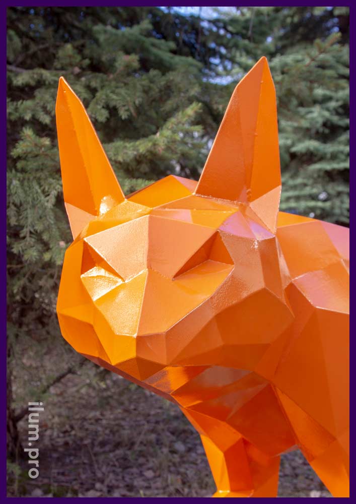 Животные металлические полигональные для сада - лиса оранжевая