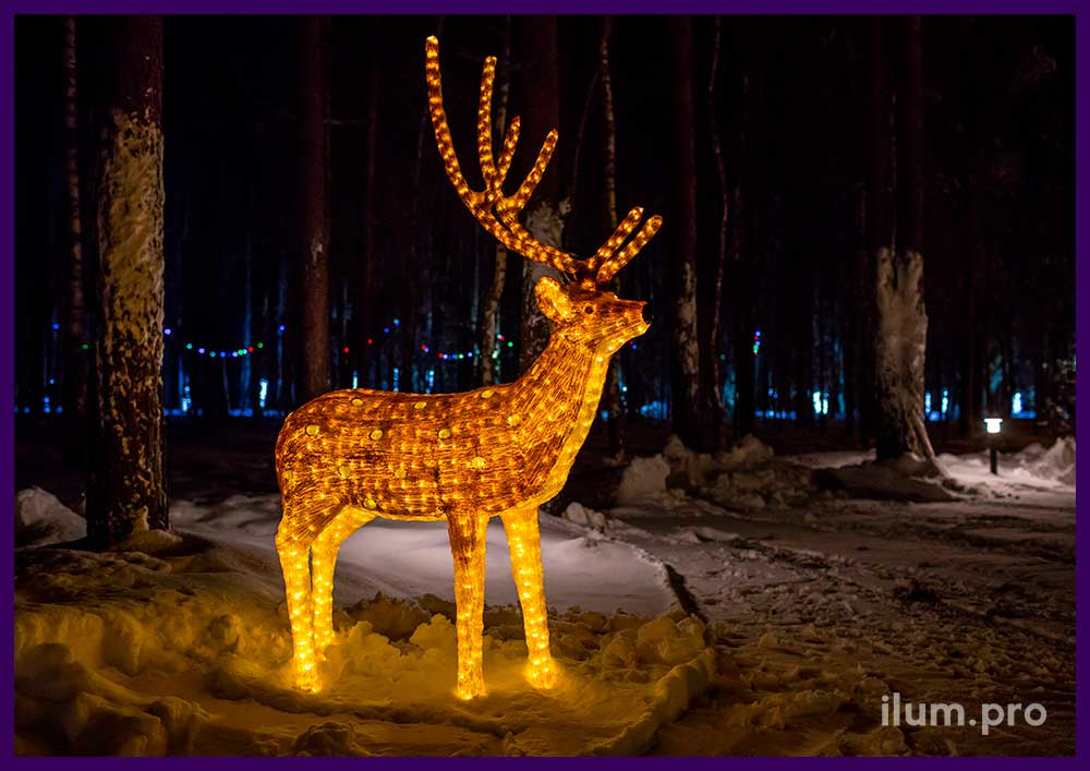 Пятнистый акриловый олень - фигура с подсветкой для сада на праздники