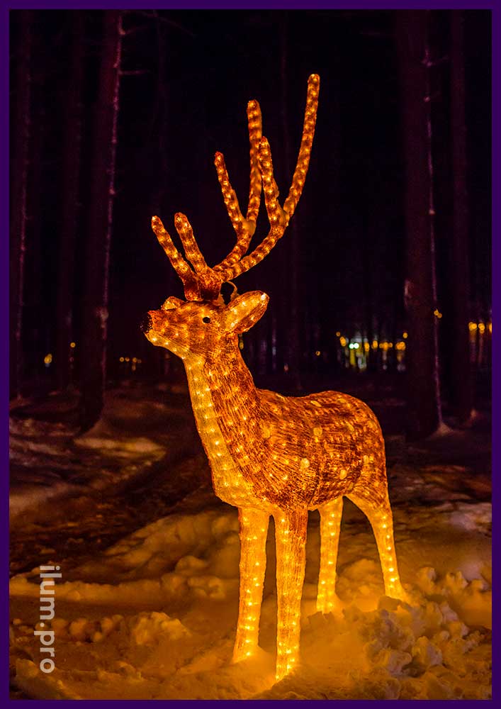 Новогодняя световая фигура оленя акрилового для украшения парка