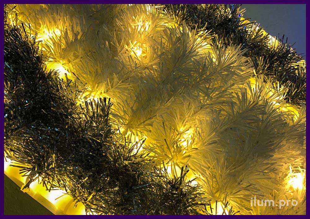 Новогоднее декоративное покрытие из мишуры на проволоке для световых фигур