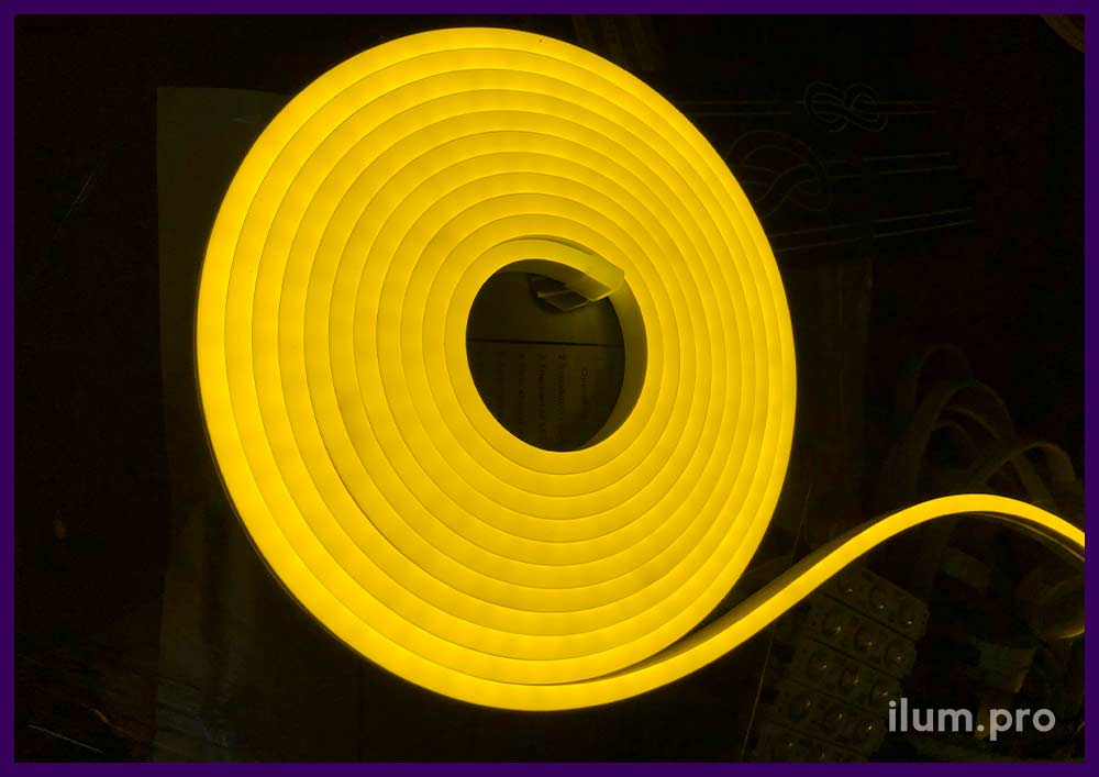 Жёлтый светодиодный неон для подсветки рекламных конструкций