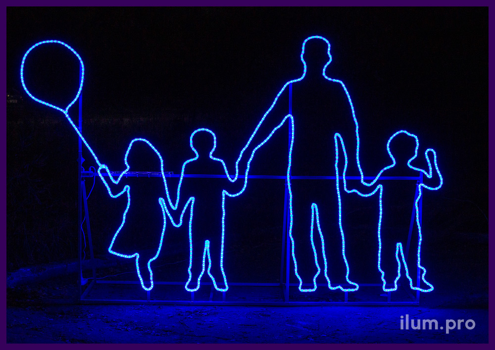 Контурная светодиодная фотозона с дюралайтом в форме семьи