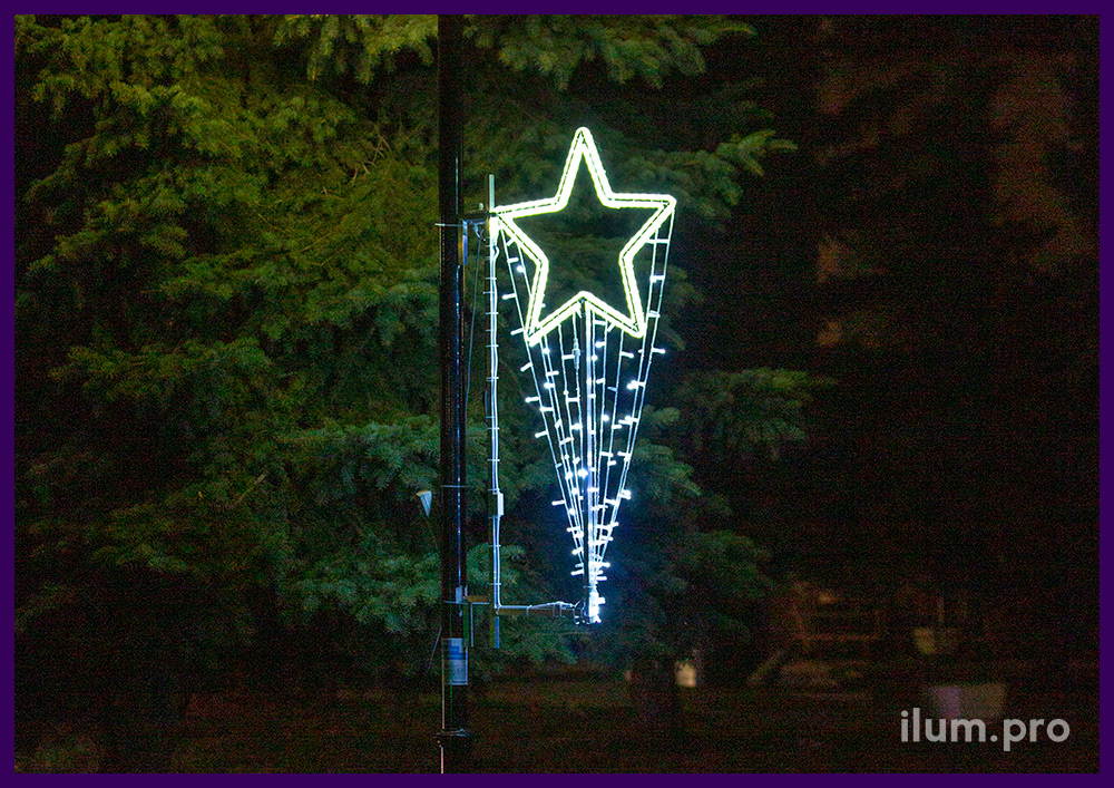Новогоднее украшение для фонарей в форме звезды с гирляндами