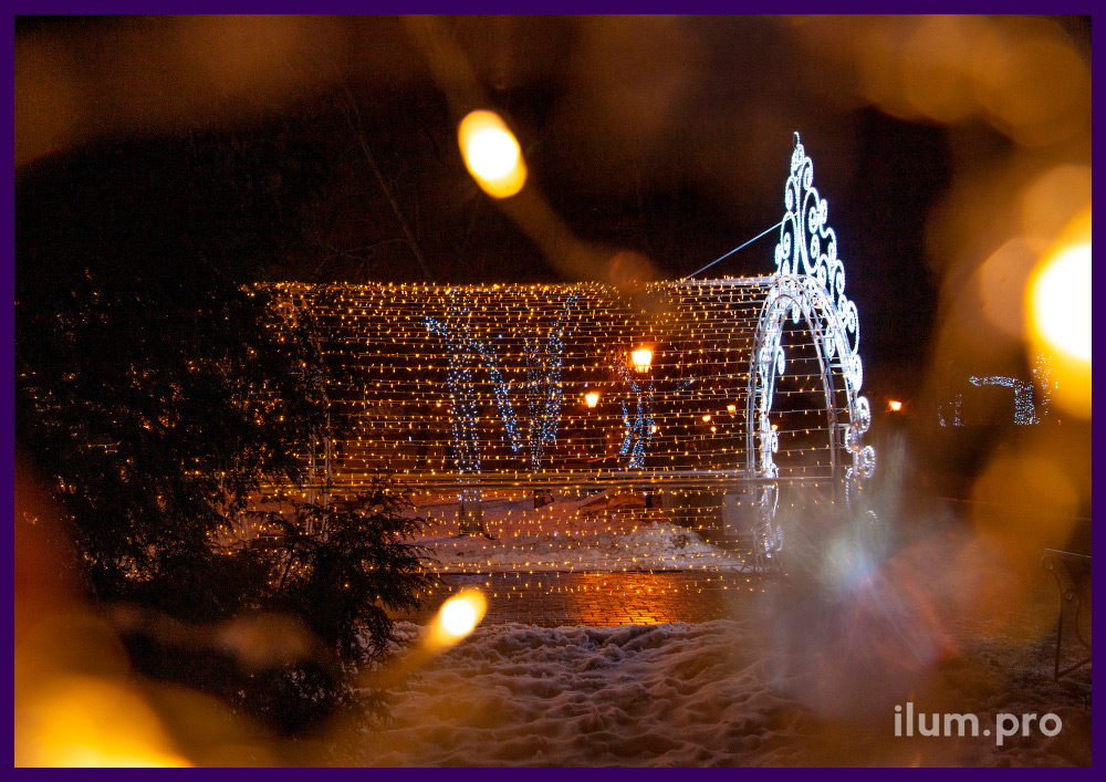Арки из светодиодного дюралайта на алюминиевом каркасе, новогоднее украшение территории