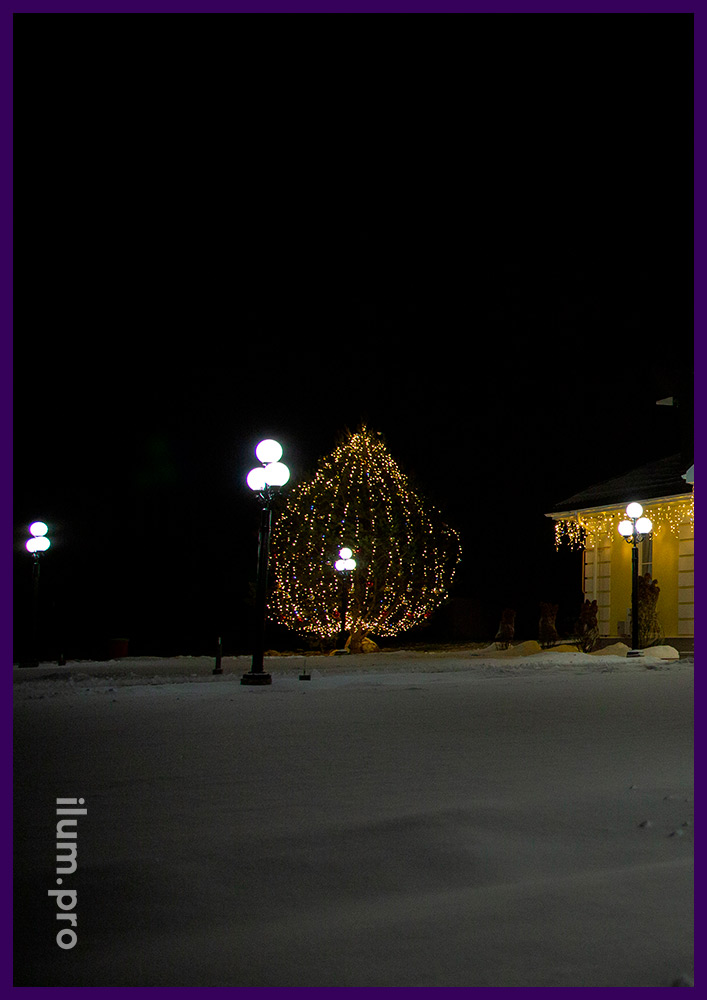 Новогодняя подсветка коттеджа во Владимирской области гирляндами за один день