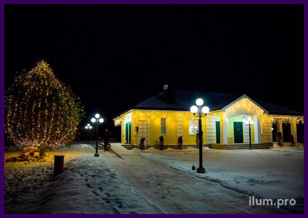 Тёпло-белые светодиодные гирлянды для украшения дома и участка во Владимирской области