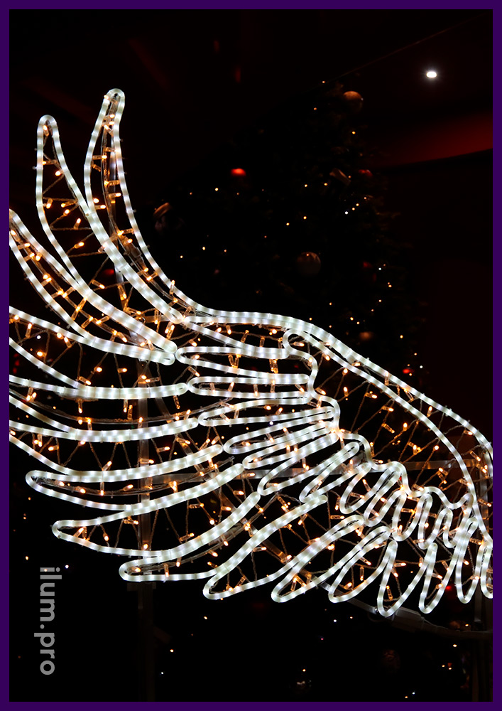 Светодиодная композиция в виде крыльев - фотозона на Новый год для интерьера и улицы