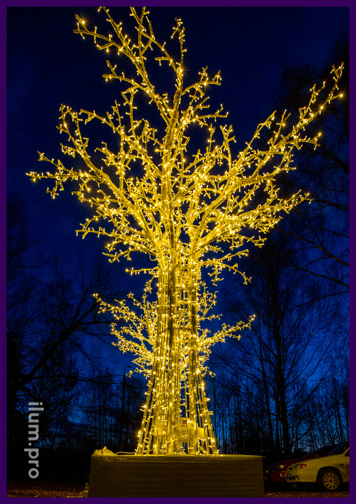 Декорации для украшения улиц с гирляндами - световые деревья из нержавеющего алюминиевого каркаса, 3 м