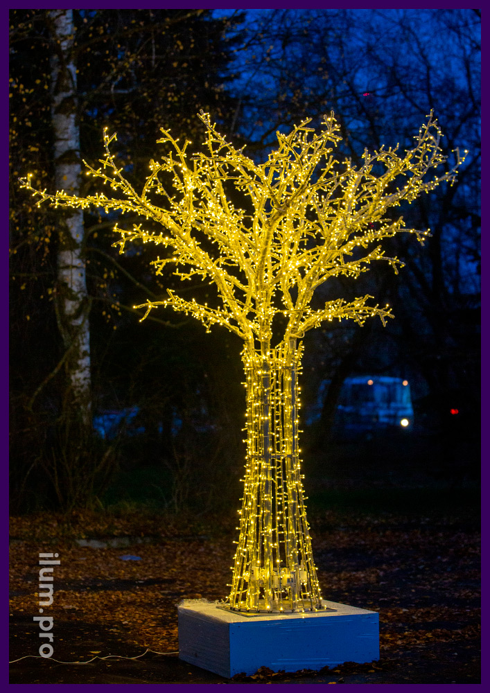 Деревья уличные светодиодные, высота 3 метра, новогоднее украшение для города с гирляндами