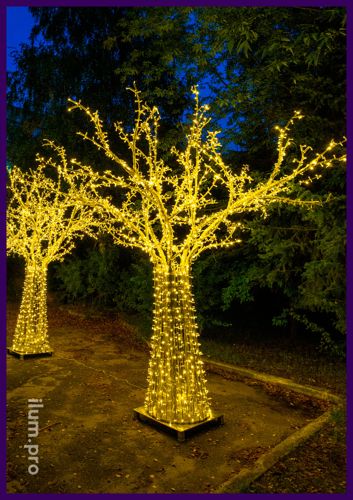 Дерево из гирлянд высотой 4 метра, фотозона для украшения улицы на новогодние праздники