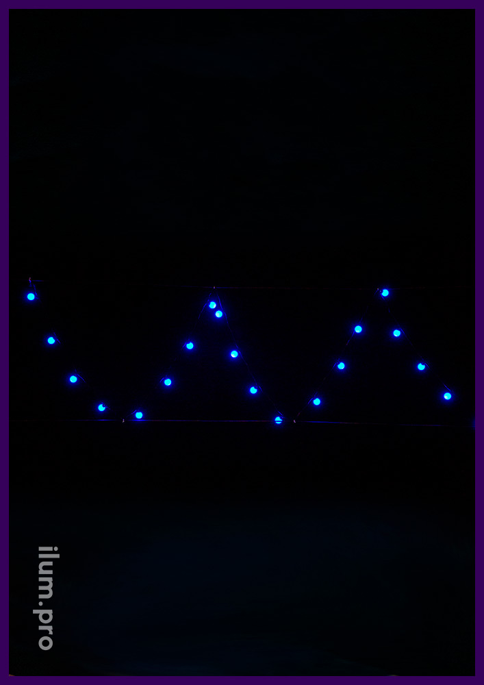 Герметичная гирлянда мультишарики с синим свечением диодов, лампочки диаметром 4 см