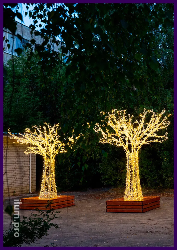Большие светодиодные деревья с гирляндой, алюминиевый каркас, защита IP65