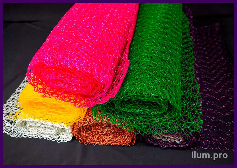 Разноцветные сетки из ПВХ (PVC) в рулонах, прессованные эластичные пластиковые петли