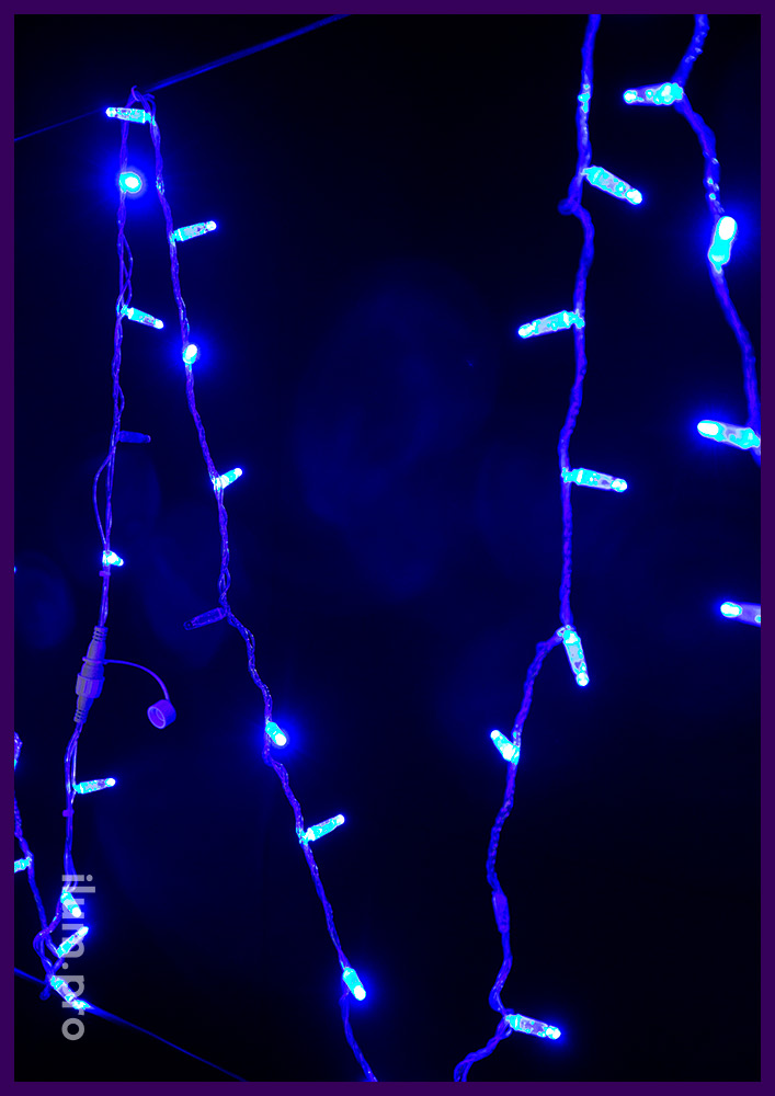 Синяя светодиодная гирлянда нить длиной 10 метров, прозрачный провод, эффект мерцания
