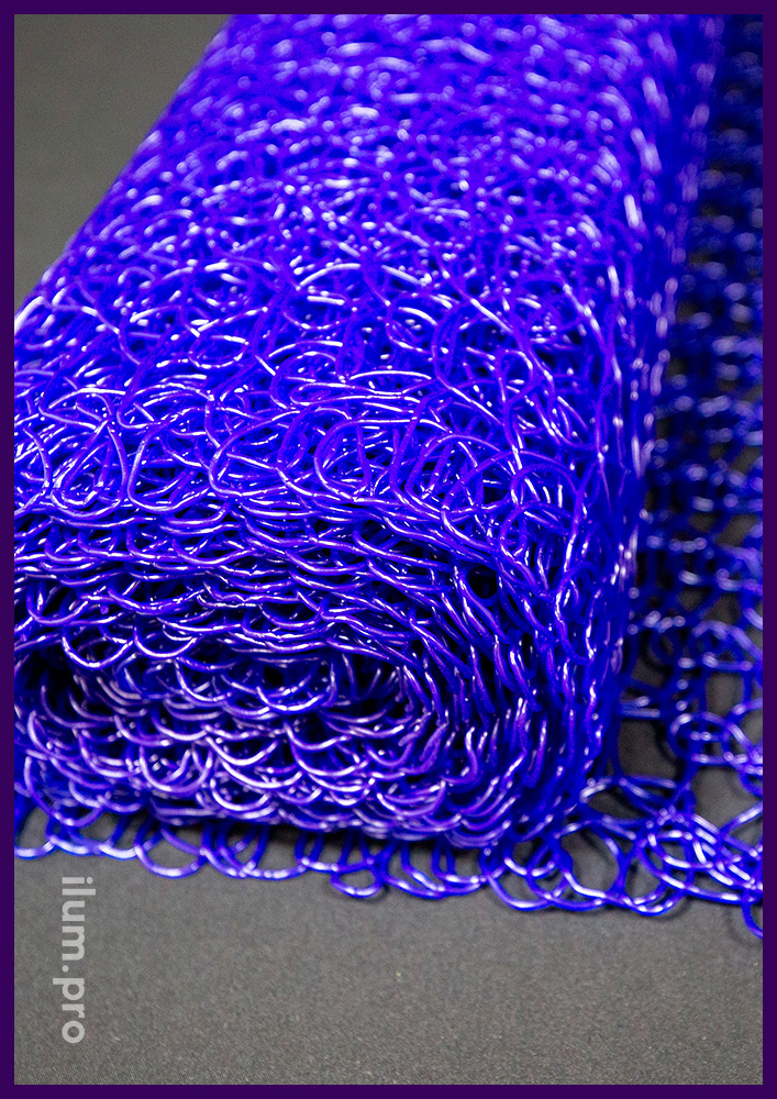 Сетка из ПВХ синего цвета в рулонах 1х10 м, декоративное покрытие для световых фигур
