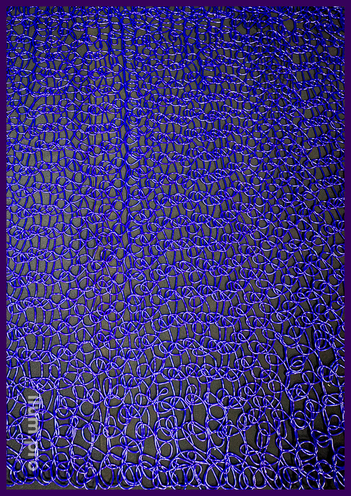 Сетка декоративная синяя из ПВХ (PVC) в виде прессованных петель, рулон длиной 10 метров
