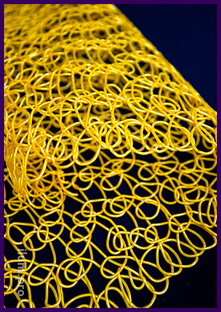 Сетка декоративная из петель ПВХ золотого цвета для украшения новогодних фигур