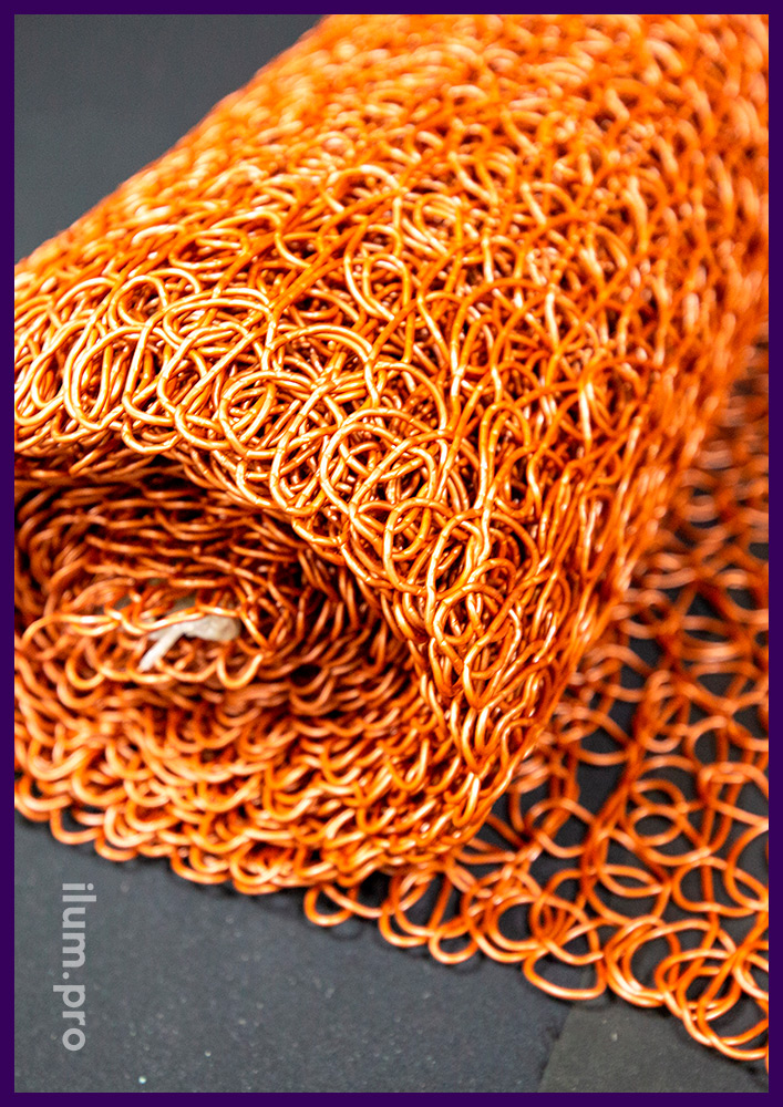 Сетка эластичная из ПВХ бронзового цвета - декоративное покрытие для уличных арт-объектов