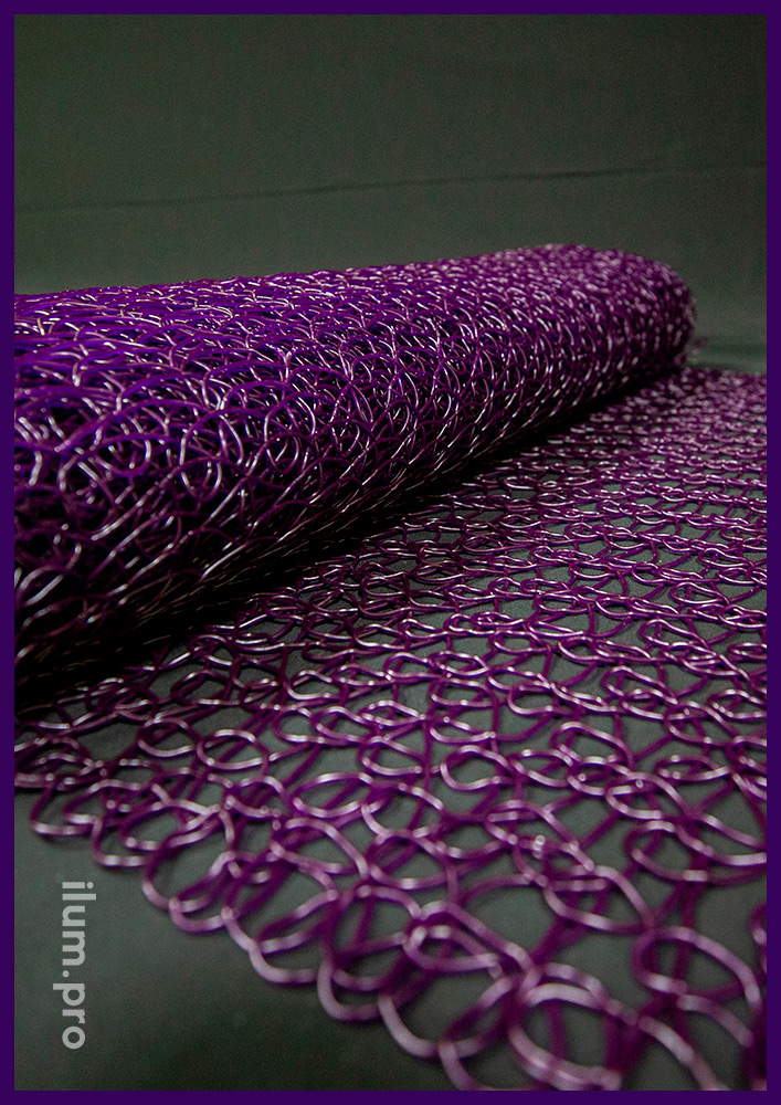 Декоративная сетка из фиолетового ПВХ пластика для украшения новогодних фигур